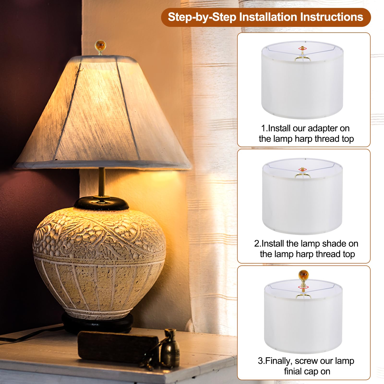 PATIKIL 2pcs 1/4-27 Lamp Finial Cap Knob, Clear Round Ball Shaped Crystal, Gold Tone - Image 4