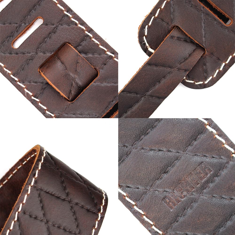 Richter Leder Raw II Contour Sew Brown - Handgearbeiteter Gitarrengurt