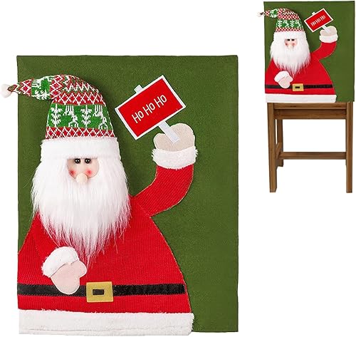 Fundas para sillas de Navidad, bonitas fundas de felpa 3D de Papá Noel, muñeco de nieve, fundas traseras para sillas de comedor, fundas deslizantes