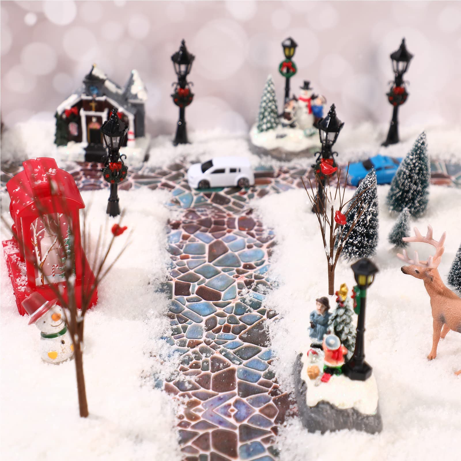 2 Pezzi Accessori per il Villaggio di Natale Ciottoli della Piattaforma della Strada di Natale Decorazioni per Interni (Stile Ciottoli Classico)
