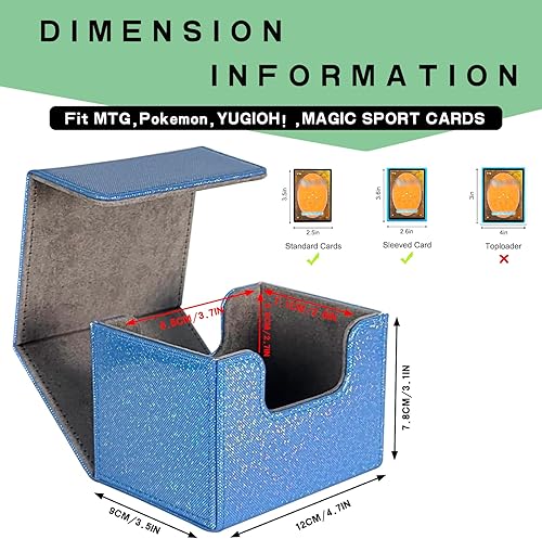 Miniatura 10 de Dmoicols Caja de almacenamiento de tarjetas coleccionables de cuero, caja horizontal individual (punto negro brillante)