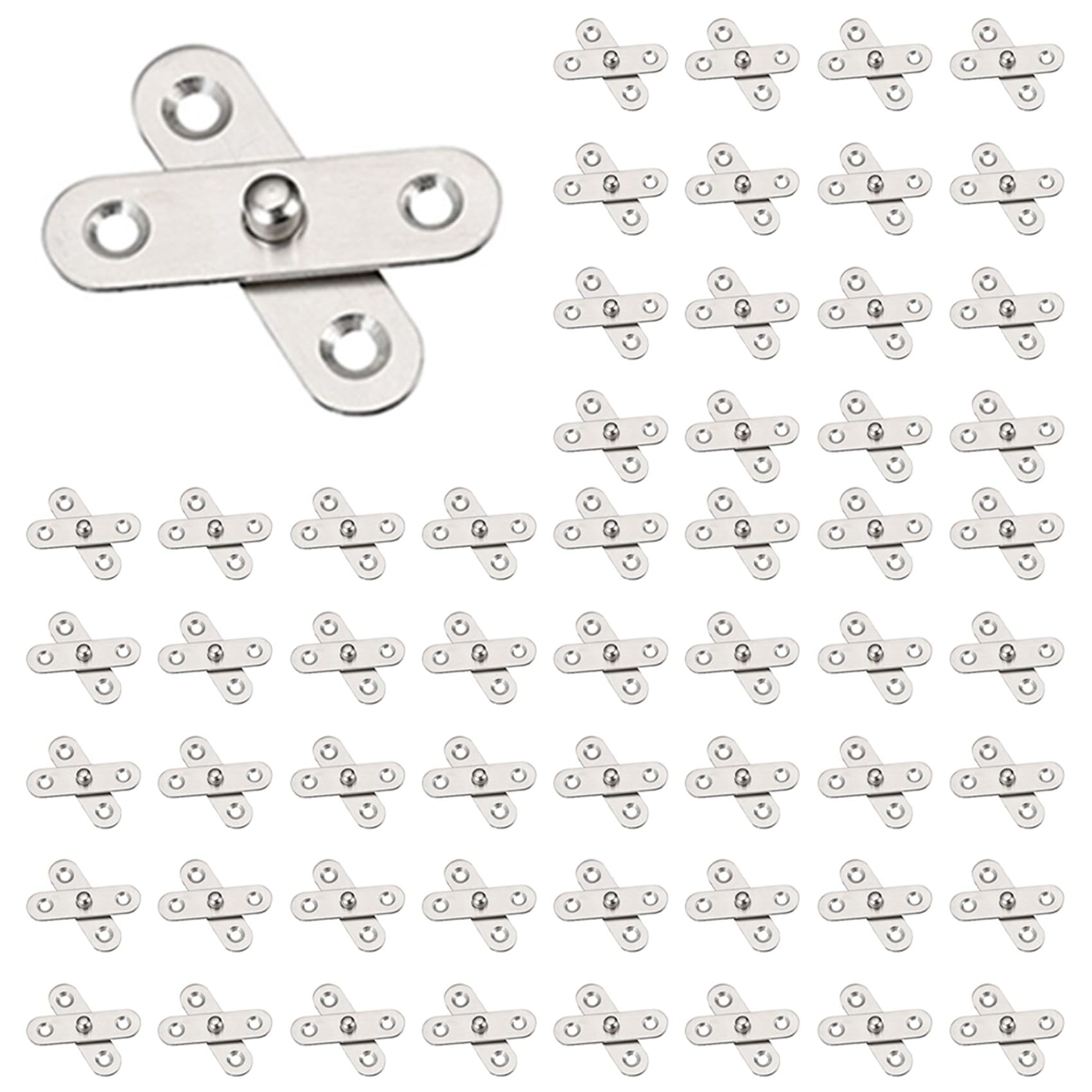 Ctrlzs 100Pcs Shed Door Hinges Kitchen Cabinet Hidden 360 Degree Rotation Pivot Stainless Steel Rotating Rotatable 57X16 Mm