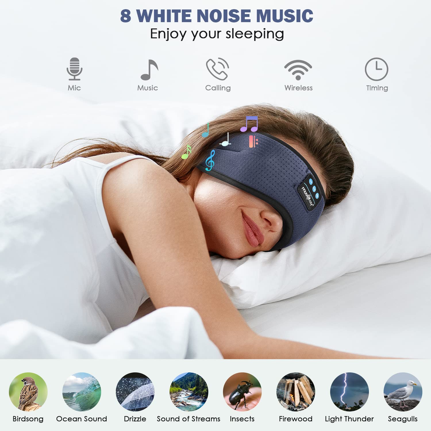 MUSICOZY White Noise Bluetooth Sleep Headphones, Bluetooth Sleep Mask 3D Wireless Music Sleeping Headphones Earbuds for Insomnia Yoga Travel Office Relax Cool Tech Gadgets... 4 MUSICOZY White Noise Bluetooth Sleep Headphones, Bluetooth Sleep Mask 3D Wireless Music Sleeping Headphones Earbuds for Insomnia Yoga Travel Office Relax Cool Tech Gadgets... - Image 4
