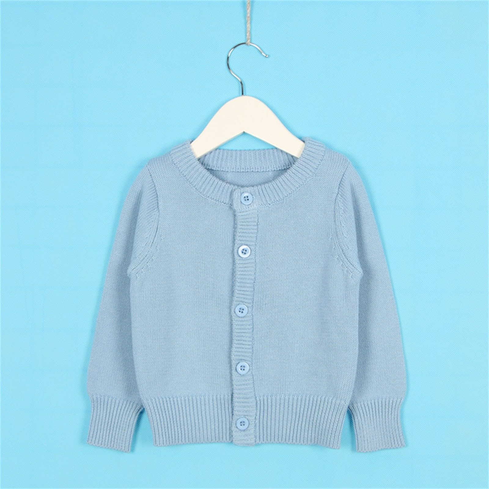 Cardigan da bambina in tinta unita, versatile, con scollo rotondo | Si adatta a quasi tutti gli abiti, può essere indossato da solo o come strato intermedio sotto le giacche