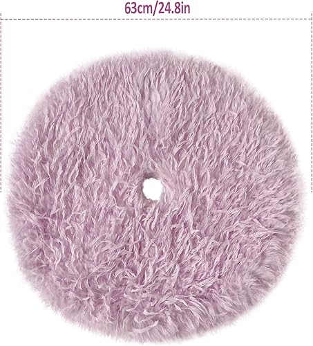 Vista 98 de Faldones blancos de felpa para árbol de Navidad, 36 pulgadas, tapete de lujo de piel sintética para base de árbol de Navidad con patrón de corazón