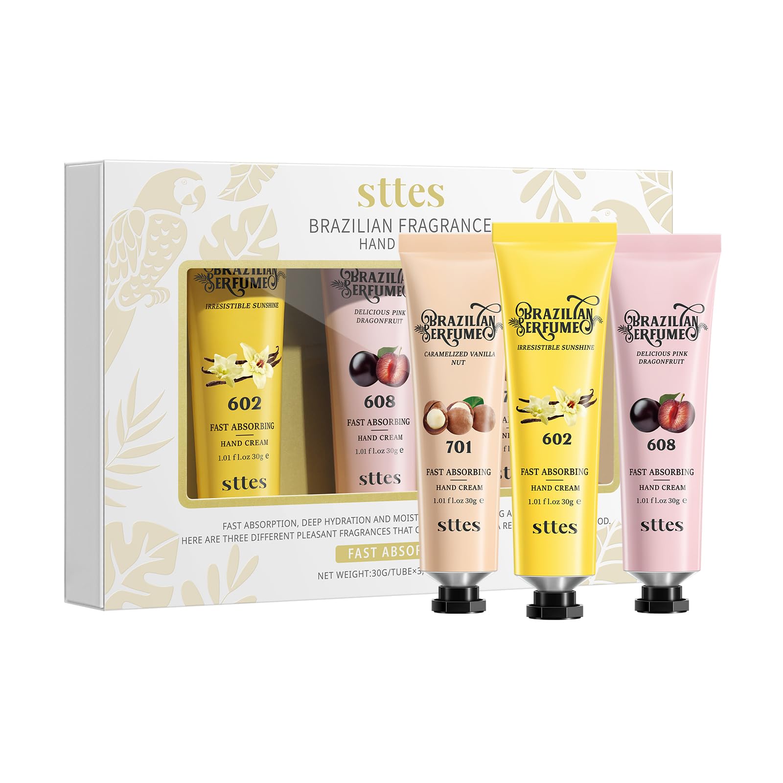 Sttes Perfume Hand Cream, Featuring a Caramel Vanilla Fragrance, Moisturizing and Nourishing, Made with a Pure Vegetable Oil Formula, Free of Mineral Oil, 3.17 fl oz / 90g.