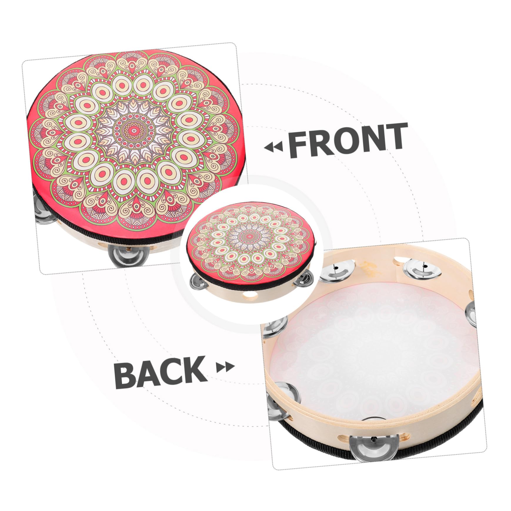 ibasenice 5piezas Tambourine De Madera Para Percusión Instrumento Musical Portátil Para Actuaciones y Prácticas Diseño Único y Ligero Para Adultos y Jóvenes