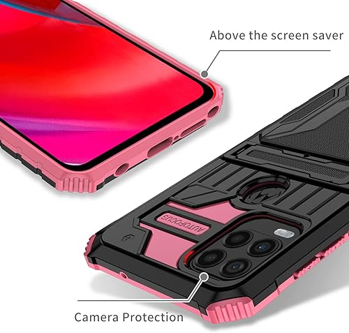 Miniatura 5 de Asuwish Funda para Moto G Stylus 5G con protector de pantalla de vidrio templado y soporte delgado para tarjetas de crédito, ranura híbrida,