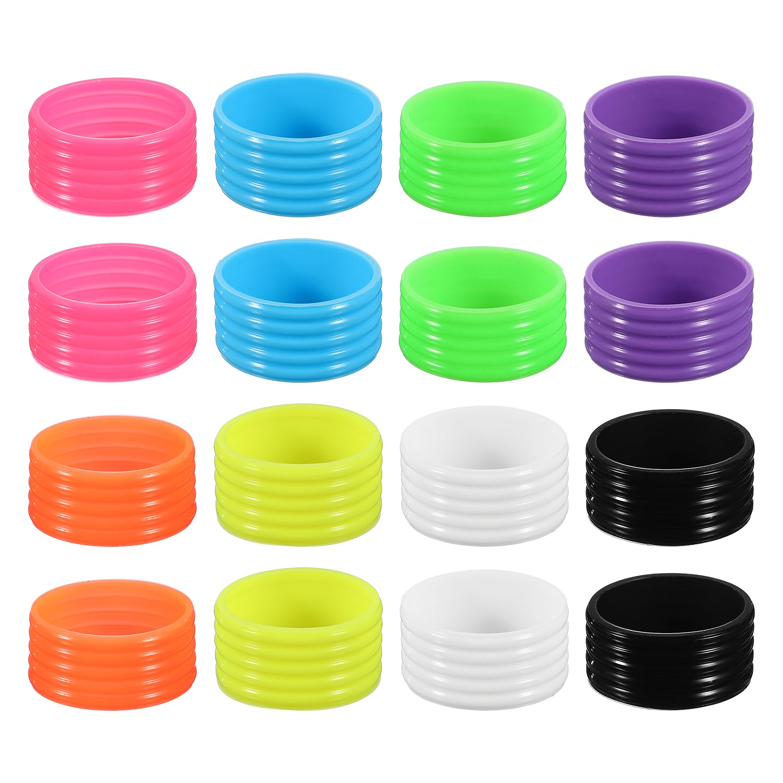 YELARXI Silicone Racquet Grip Band Ring, Anti-Slip Racquet Rubber Ring, Absorbent Overgrip 16 Pcs & Multicolor -Fitting for (Badminton/Pickleball/Tennis Rackets) — image 1