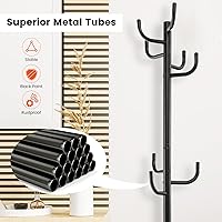 Vista 8 de Tangkula Perchero independiente, árbol de metal resistente con 8 ganchos, soporte para colgar abrigos con base ampliada de 13 pulgadas, árbol