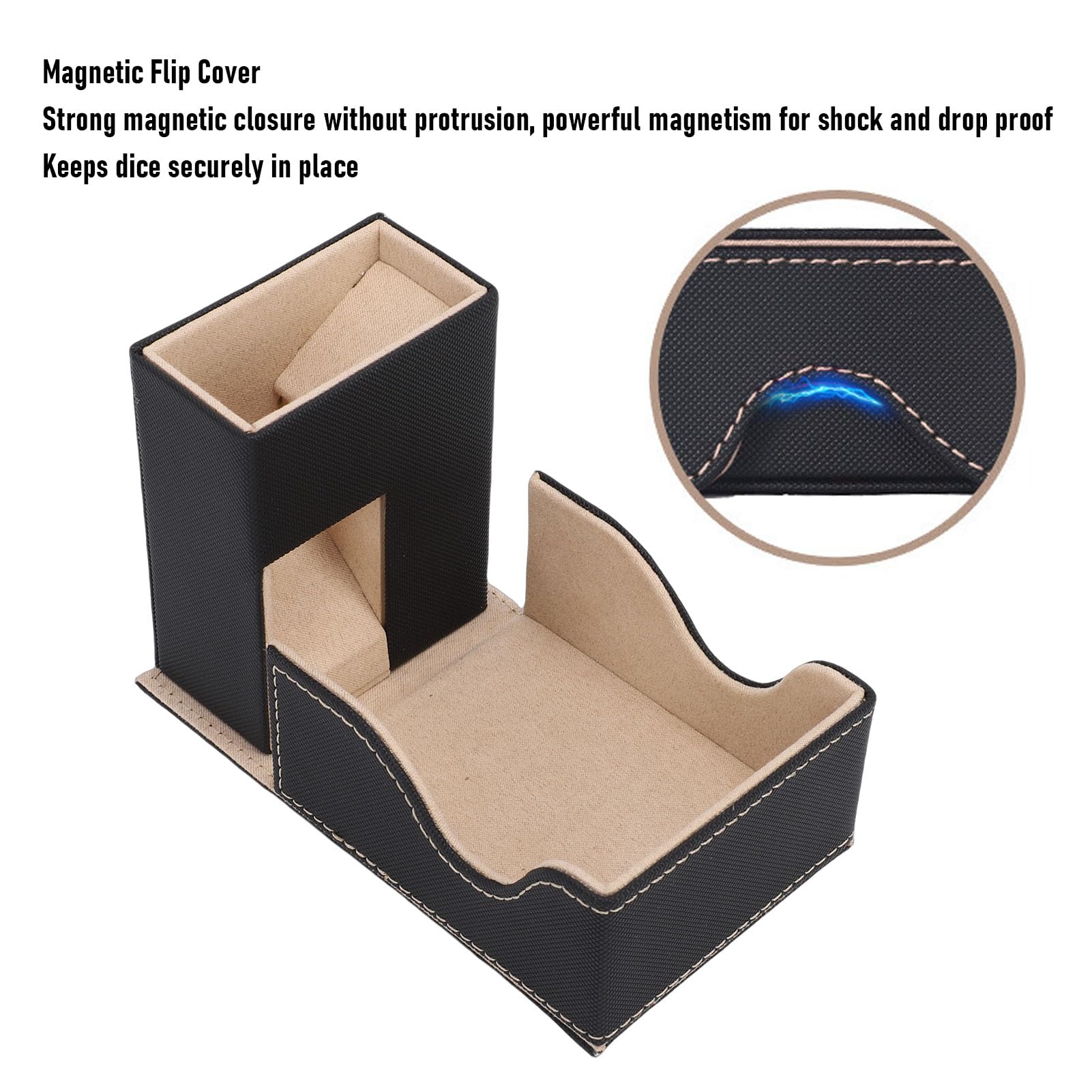 Cocoarm Torre de Dados Plegable, Torre de Rodamiento Magnética en Piel PU con Forro de Terciopelo para Juegos de Mesa D&D RPG (Oro Negro)