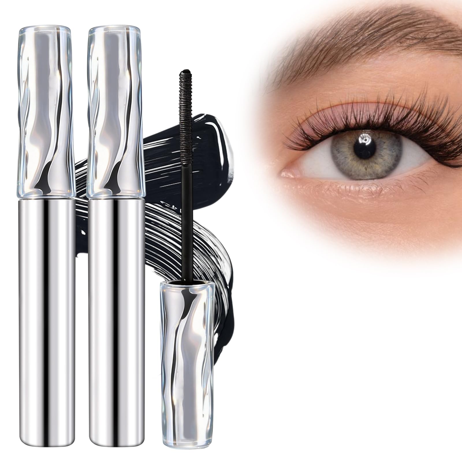 2PCS Tubing Mascara, Waterprooflong Curling Mascara, Eyelash Primer,Tubular Eyelash Prime, Natural And Non-Smudged