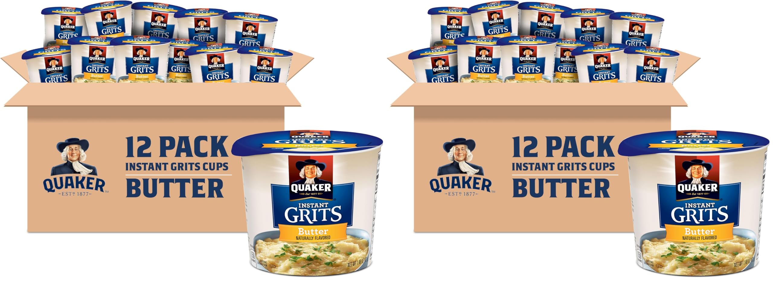 Quaker Instant Grits,Butter Flavor,Breakfast Cereal 1.48 Ounce,(Pack of 24)