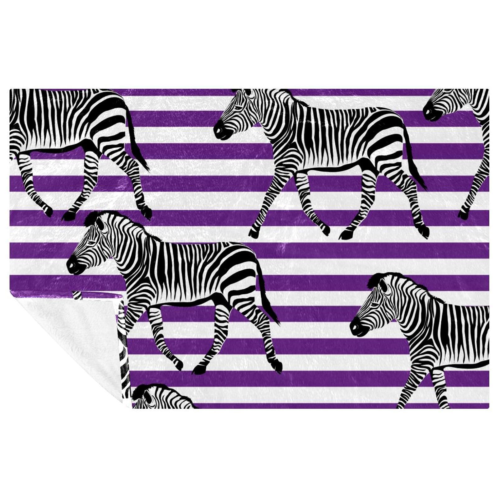 Plaid zèbre violet pour pique-nique, camping et sorties à la plage