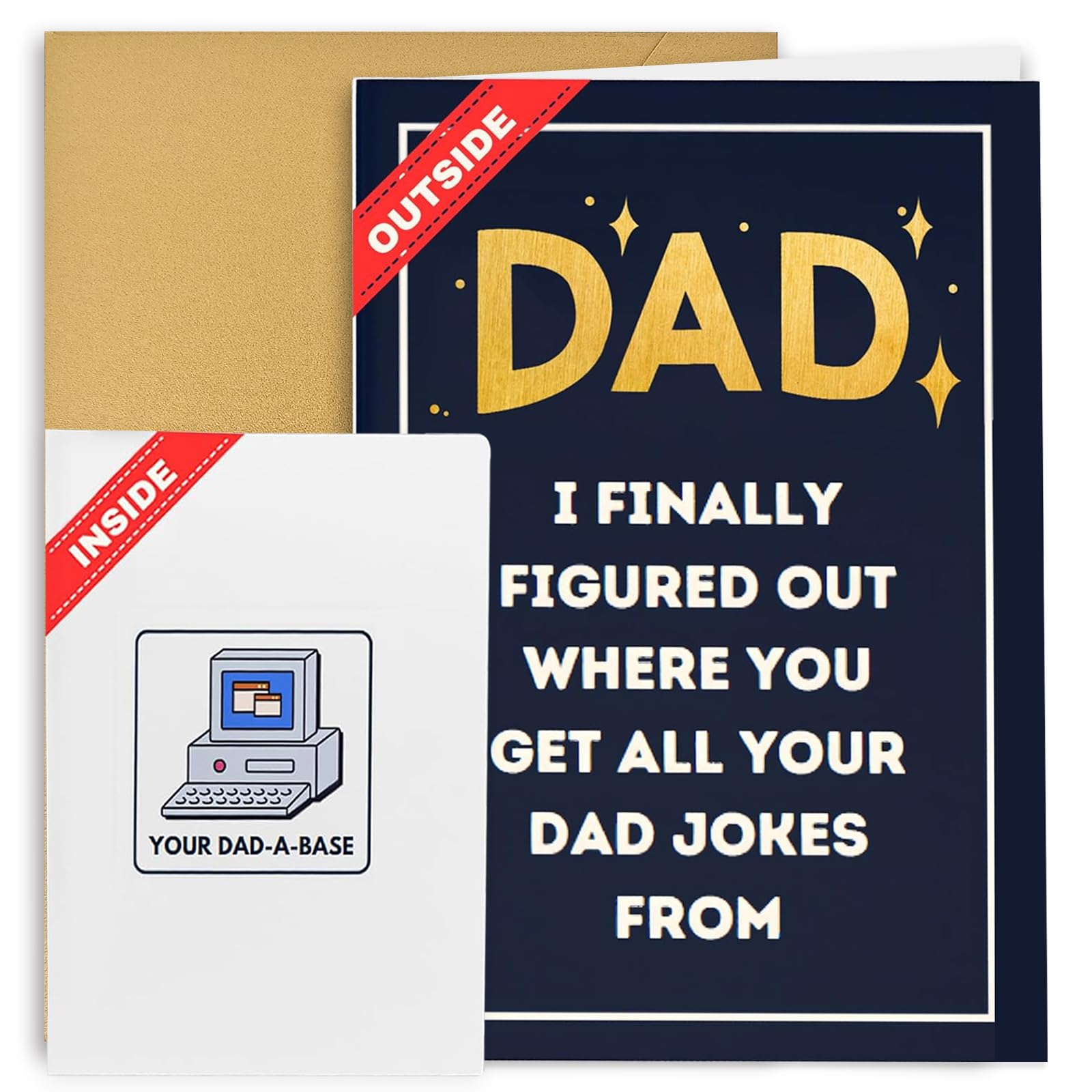 rosulasi Funny Fathers Day Card from Daughter Son Happy Father's Day Cards Dad Jokes Humorous Birthday Card Father's day Christmas Valentines Gifts