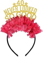 Vista 1 de ZZDCMS Tiara de cumpleaños con texto en inglés «Never Looked So Good» de 40 cumpleaños, decoración de corona de cumpleaños de 40 años, divertido