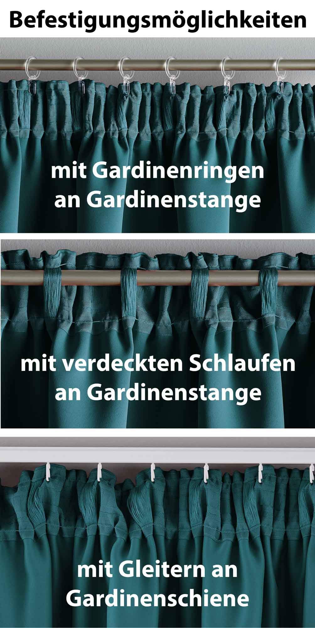 Gardinenbox 1er-Pack Verdunkelungsvorhang »Newyork« Passanti nascosti per Tenda Termica Blackout, insonorizzante, con Nastro Arricciato, 202020610, Poliestere, Nero, HxB 245x295 cm