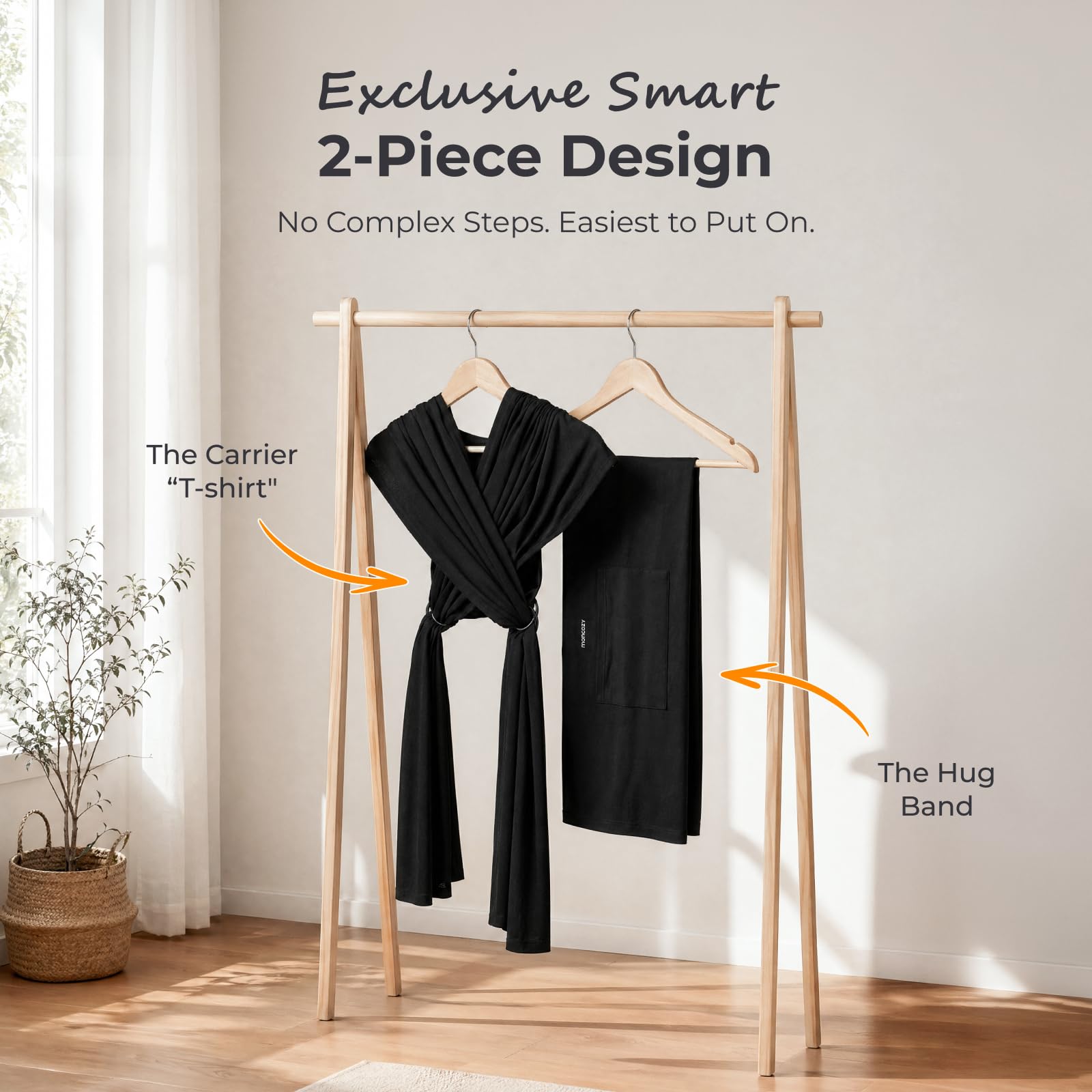 Momcozy Baby Wrap Carrier, Easy-On 2-Piece Design, Newborn to 33 lb — Amazon image 2