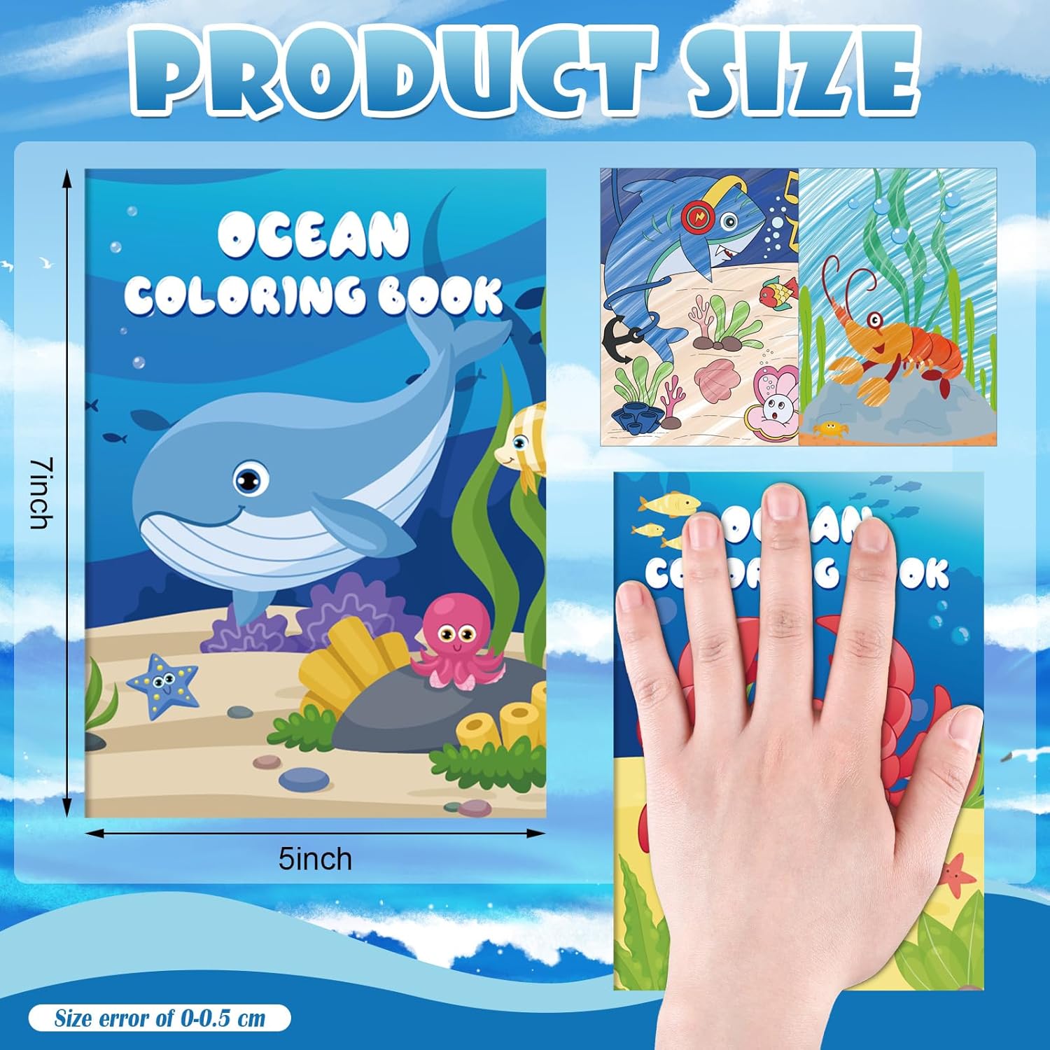 Fulmoon 144 Pcs Under The Sea Mini Coloring Books with Crayons for Kids Ocean Animals Party Favors Activity Books Bulk for Kids Sea Fish Summer Birthday Goodie Bag Gift Stuffer Classroom Reward