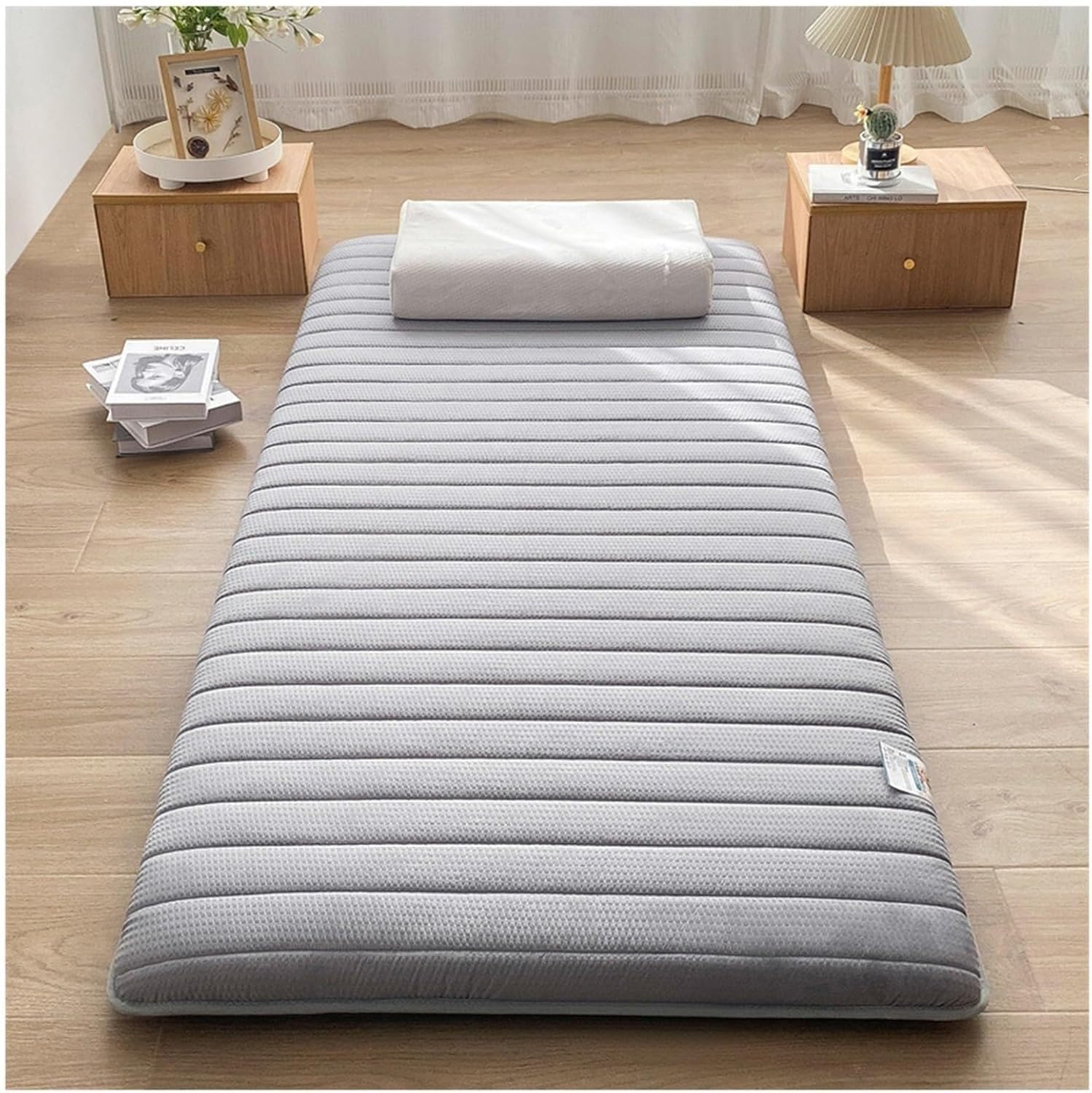 Matelas FZKun – Matelas pliable en fibre de soja, 80 x 190 cm, style minimaliste, moyen, coton feuille d'aluminium, polyester, mousse de fibre de soja, hypoallergénique, soulagement de la pression