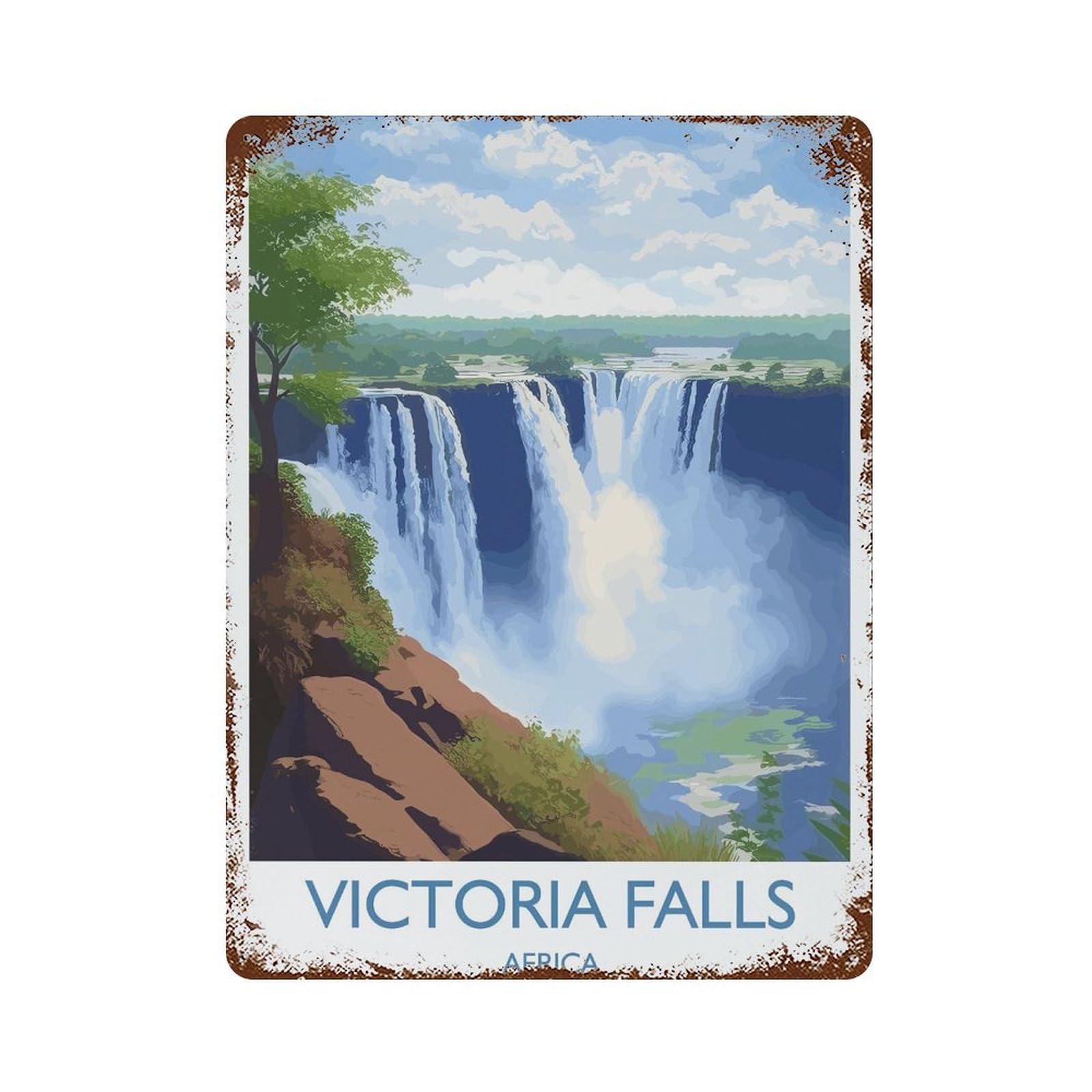 xiaoxiaoshen Victoria Falls Travel of Zimbabwe Africa Gift Wall Decor Art Metal Tin Poster Modern Home Decor Art Home Bar Shop Decorations Vintage Sign 40x30cm