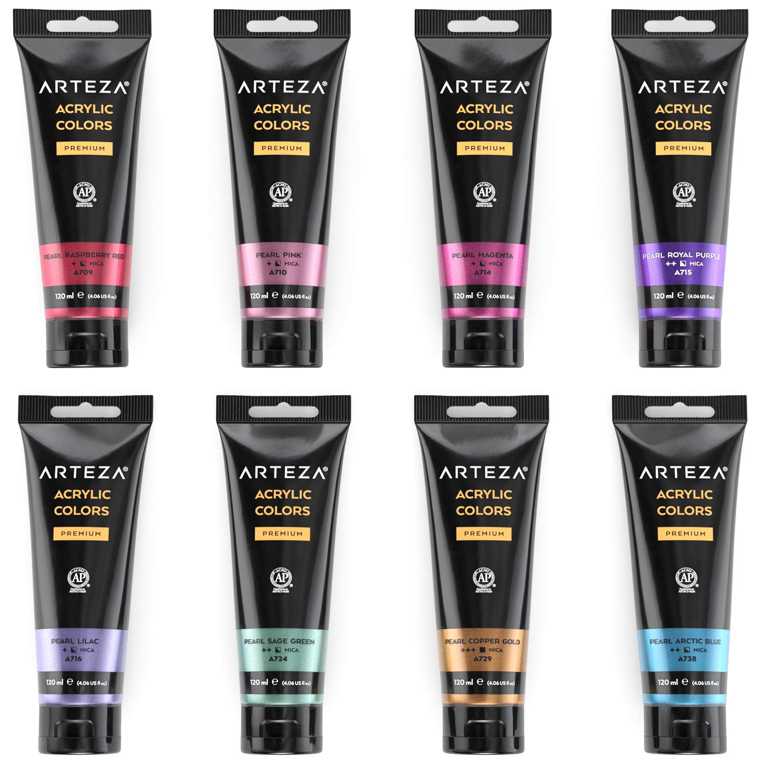 Buy Arteza Metallic Acrylic Paint, Set of 8 Vibrant Essentials Colors 4