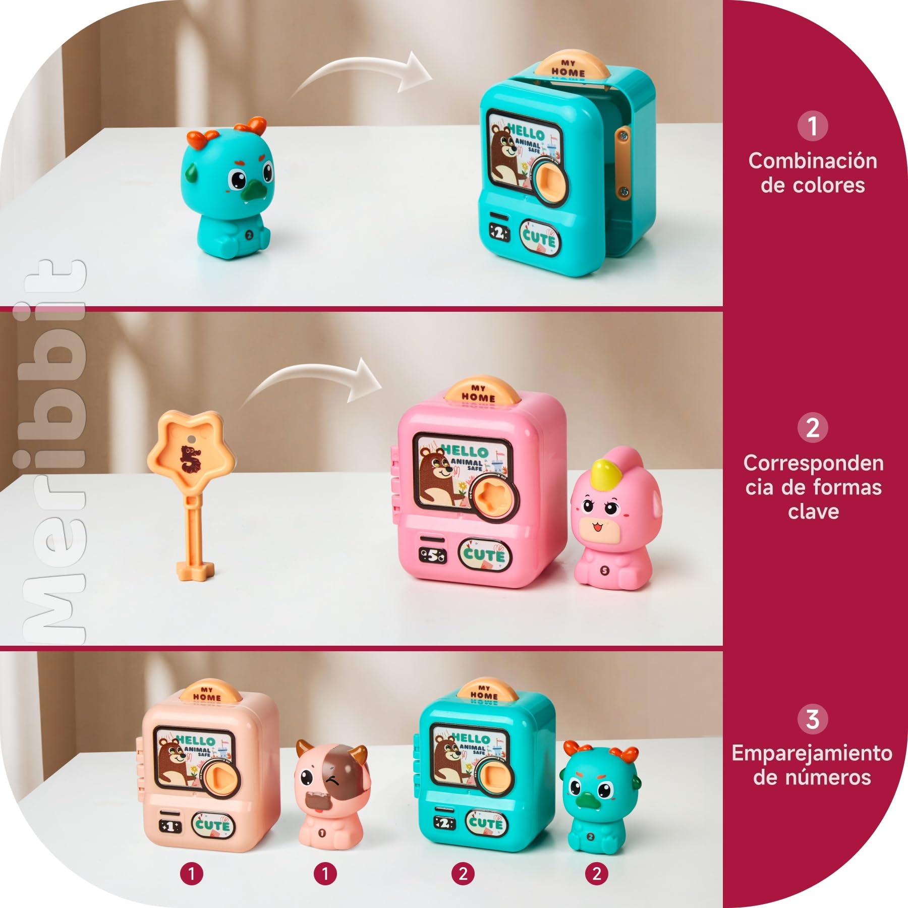 Tren de Aprendizaje Montessori - Juguete Educativo con 5 Cerraduras y Animales para Niños 2 3 4 Años, Juego de Motricidad Fina y Colores