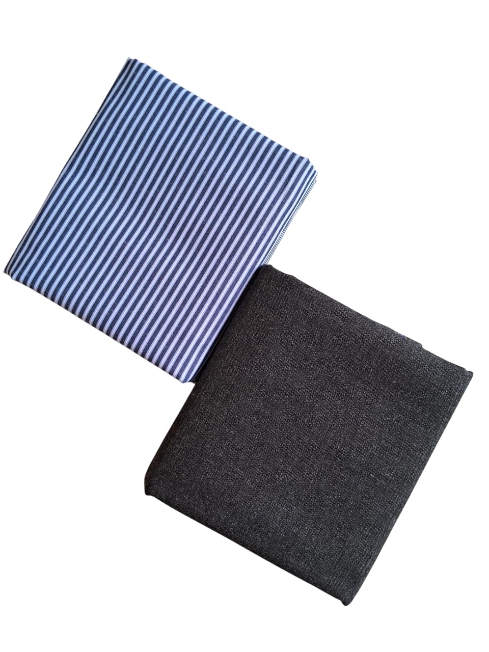 Men's Formal Fabric Set, Unstitched Blue Striped Shirt and Dark Faded Black Trouser Material-picture-28