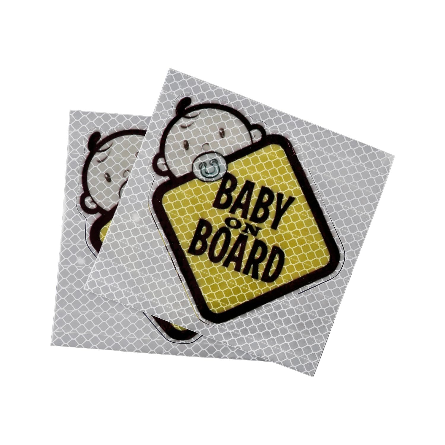 Wellrun Yellow 2Pcs Baby On Board Car Stickers,Reflective Safety Sign Decals For Vehicle Windows,Waterproof Baby Warning Signs For Drivers Awareness