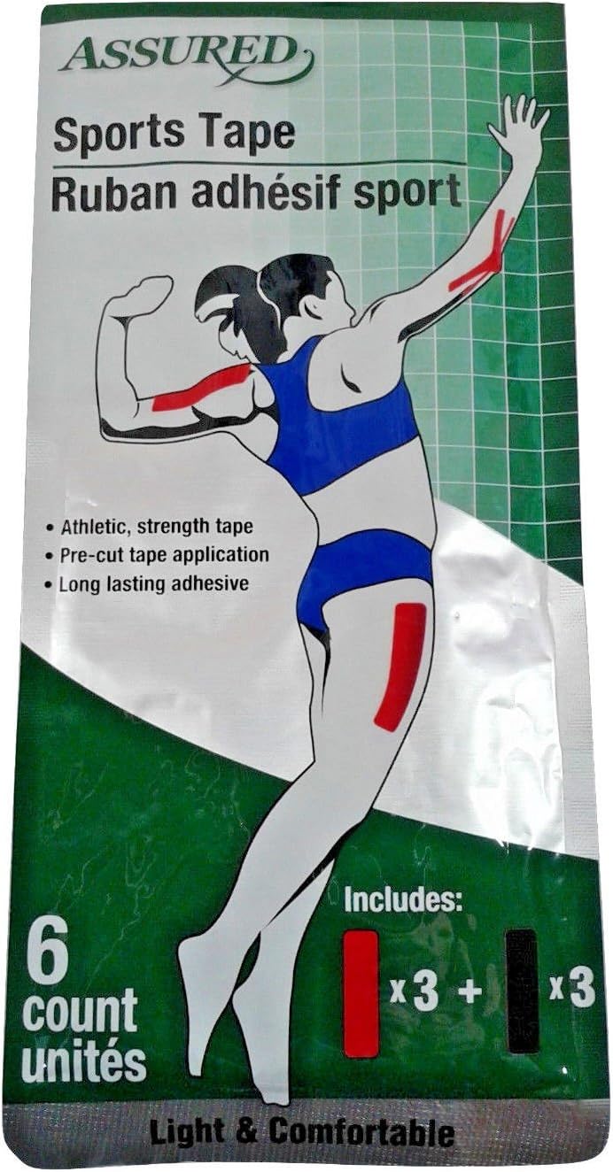 ASSURED Athletic SPORTS TAPE Adhesive Wraps Strength (Light & Comfortable) 6-Count Package by Sports Tape