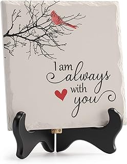 LukieJac Red Cardinal Gifts Decor Condolence Memorial Gifts for Loss of Mother Father Husband in Loving Memory Funeral Remembrance Memory Plaque Wooden Stand Bereavement Grief Gifts for Loss of Mom