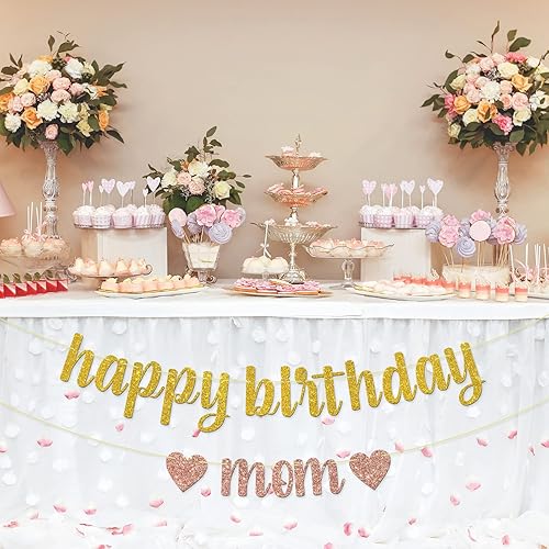Miniatura 4 de Cartel dorado de feliz cumpleaños para mamá, decoraciones de fiesta de cumpleaños de reina para mujer, cumpleaños de mamá, suministros de decoración