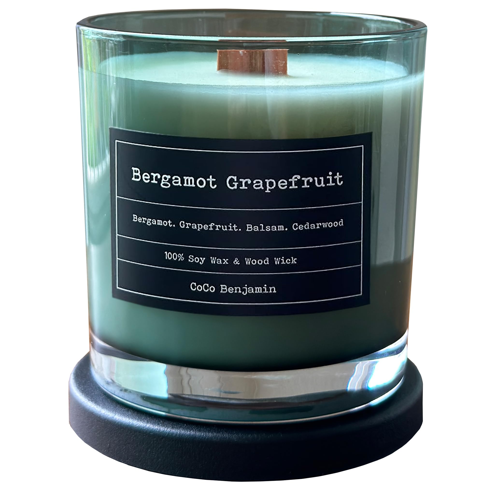 CoCo Benjamin Wood Wick, 100% Soy, Highly Scented, Hand Poured, 8 oz (Bergamot Grapefruit)