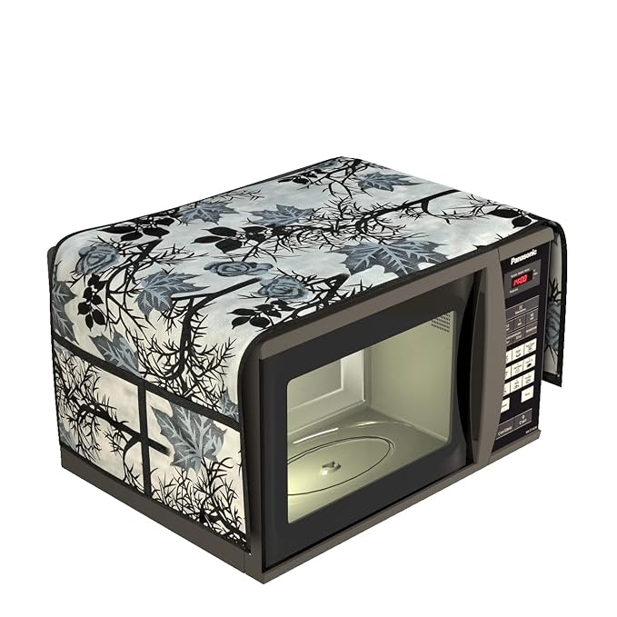Microwave/Oven Top Cover WIth 4 Pockets (14 X 36 Inches) (Black Branch)