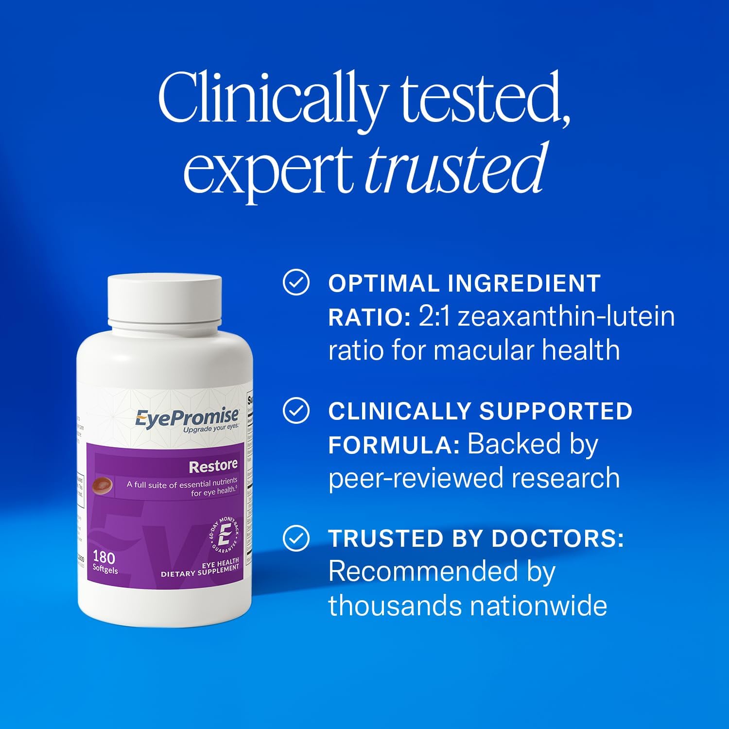 EyePromise Restore Eye Health Supplements - 180 Softgels, 90-Day Supply - Omega 3 Supplement for Aging Eyes with Lutein and Zeaxanthin, Fish Oil, EPA, DHA & Eye Vitamins and Nutrients