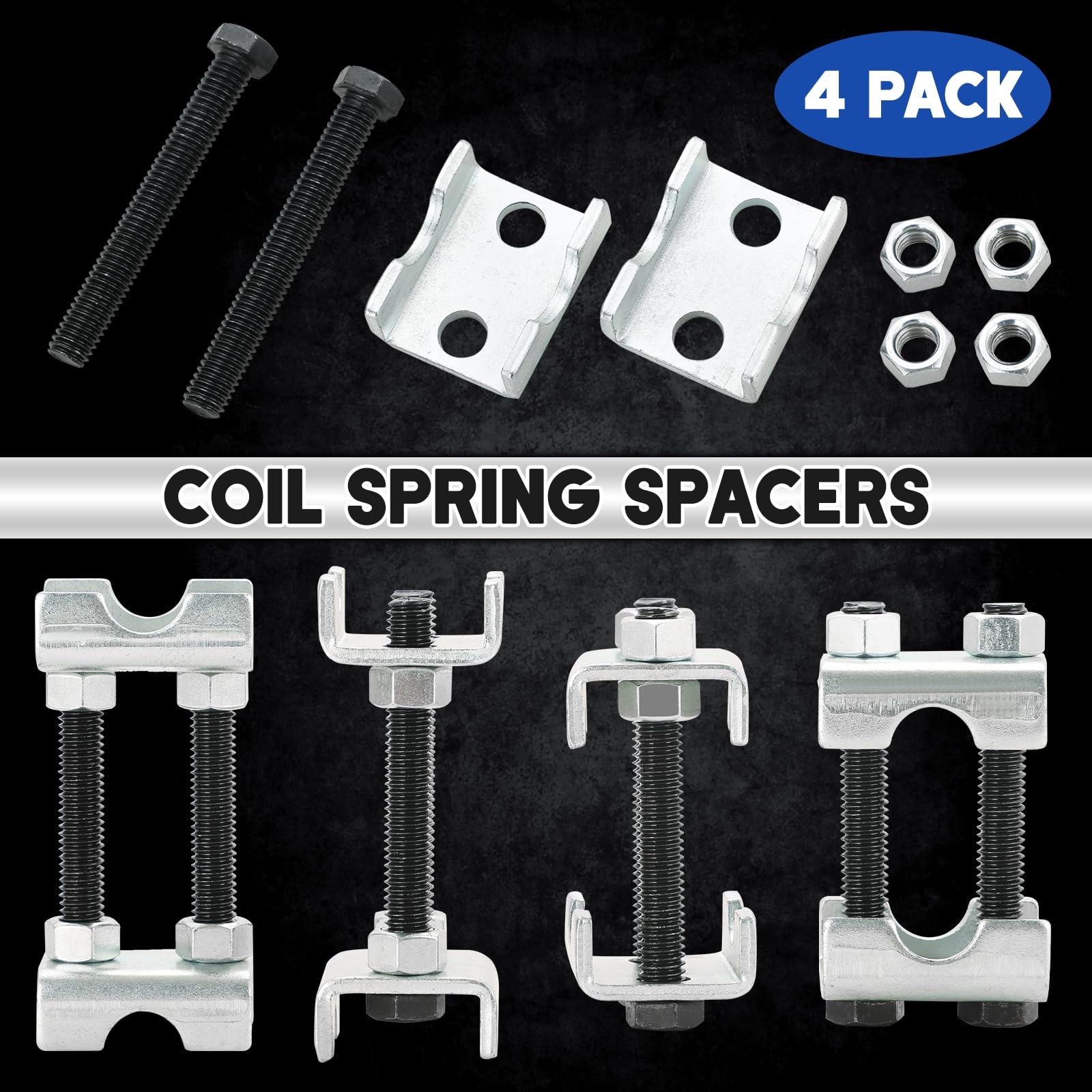 4-Pack Coil Spring Spacers – Adjustable 2-Way Lift Or Lower Kit For Cars, Trucks & Motorcycles