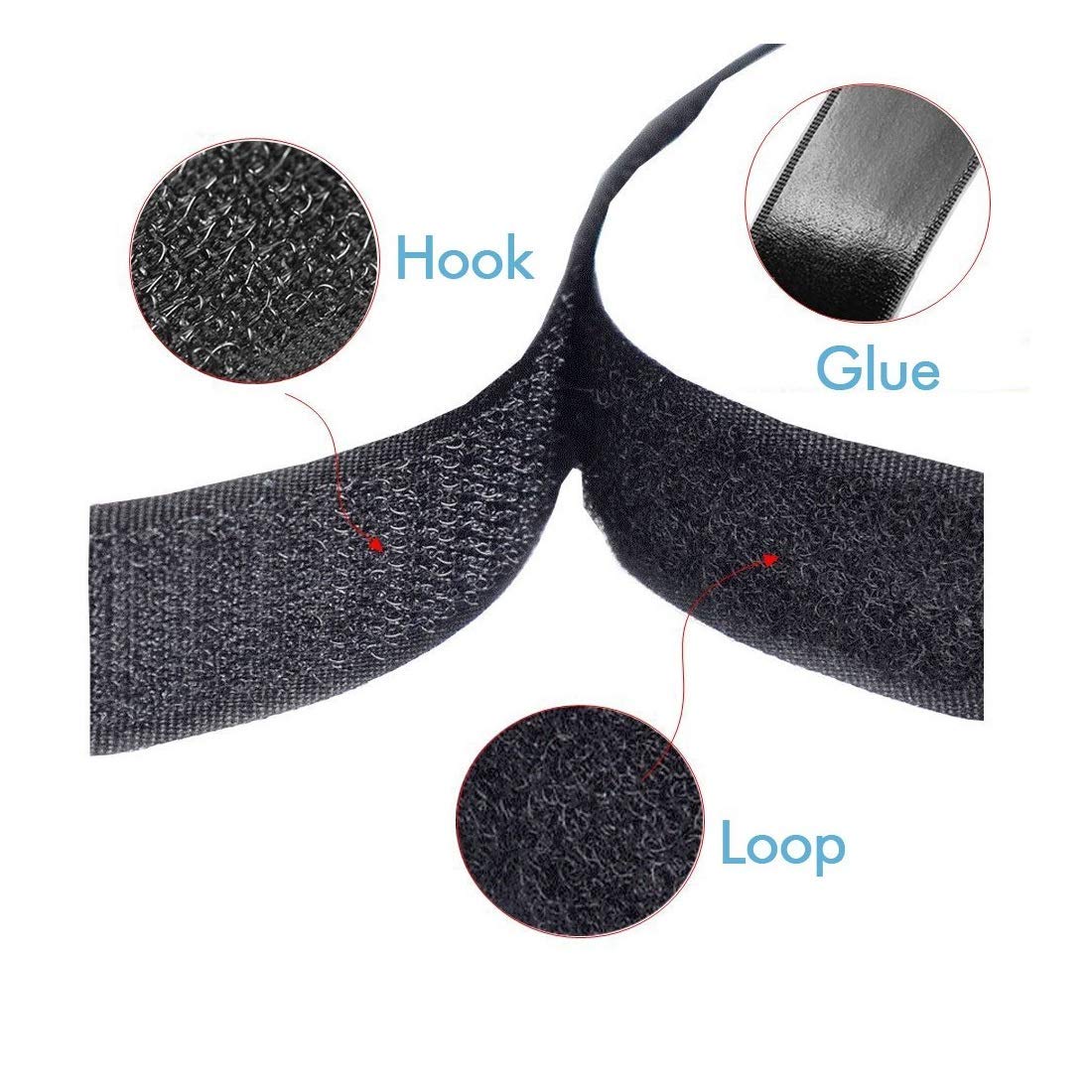 SAI PRASEEDA Self Adhesive Hook 15MTS_Adhesive Loop 15MTS with Easy Removal Sticker 20mm_ 15 MTS or 50 Feets Black Color with Industrial Cutter_Measuring Tape SP3 4