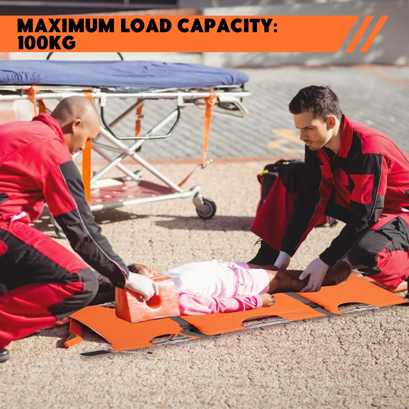 Brancard médical d'urgence pliable, brancard portable pour urgences médicales avec poignées robustes, brancard de premiers secours professionnel pour hôpitaux, cliniques, terrains de sport