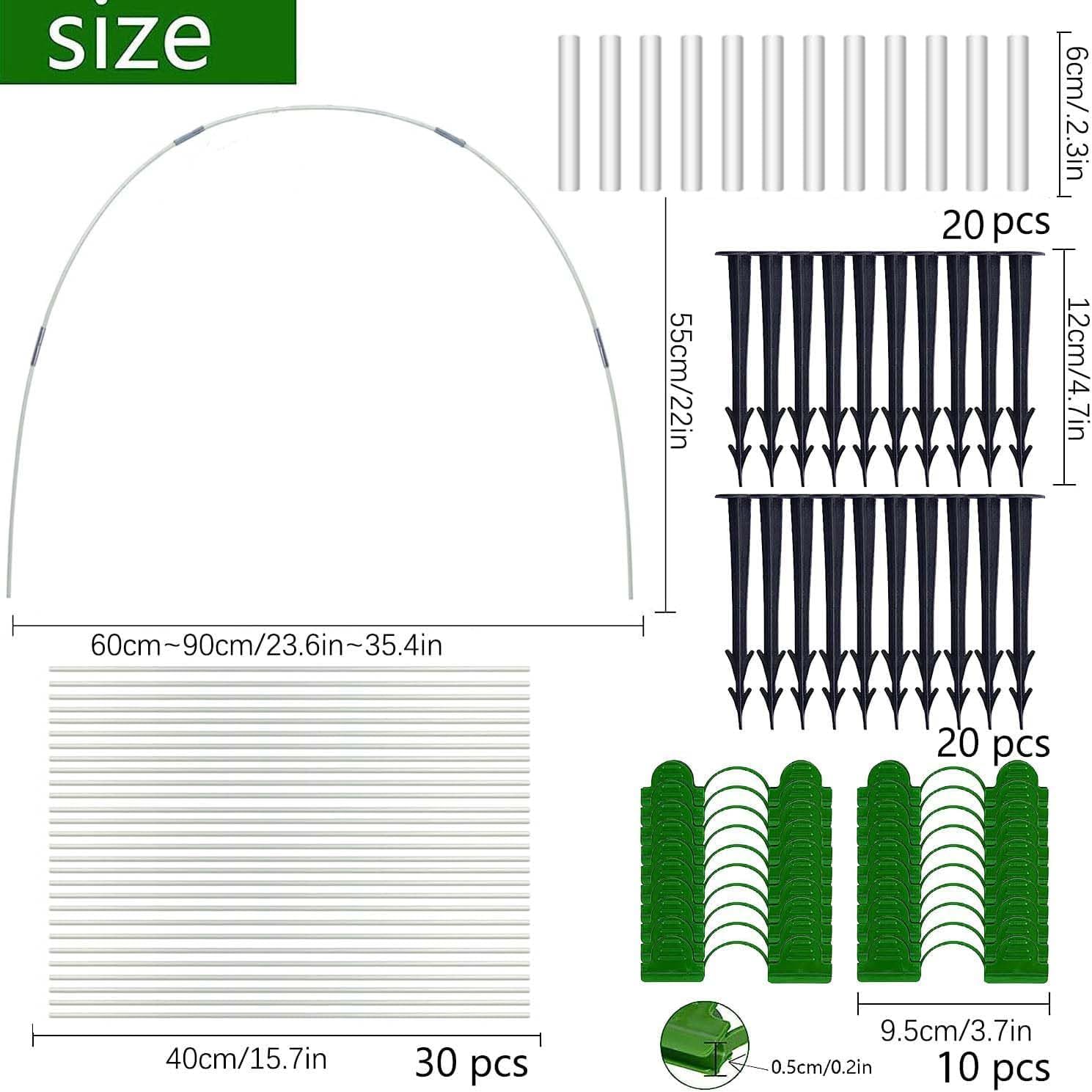 30 arcos de túnel de plantación, 2,5 x 15 m red antiinsectos, túnel de película para cama elevada, red para verduras de jardín, red de protección de plantas, red para plantas