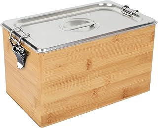 AQQHSAIN Compost Bin with Lid 1.2 Gal Countertop Compost Kitchen Scrap Indoor Large Compost Bucket Kitchen Odorless Smell Proof Composter with Stainless Steel Insert (Brown, 4.5L)