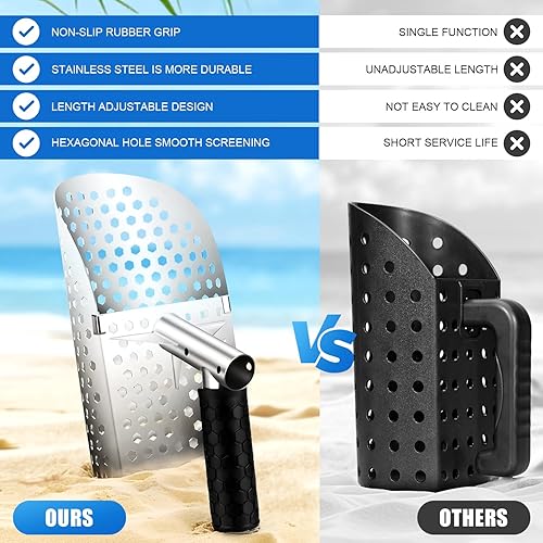 Miniatura 5 de Cuchara de arena para detección de metales, cuchara de detector de metales de acero inoxidable resistente con mango largo, pala de detección de