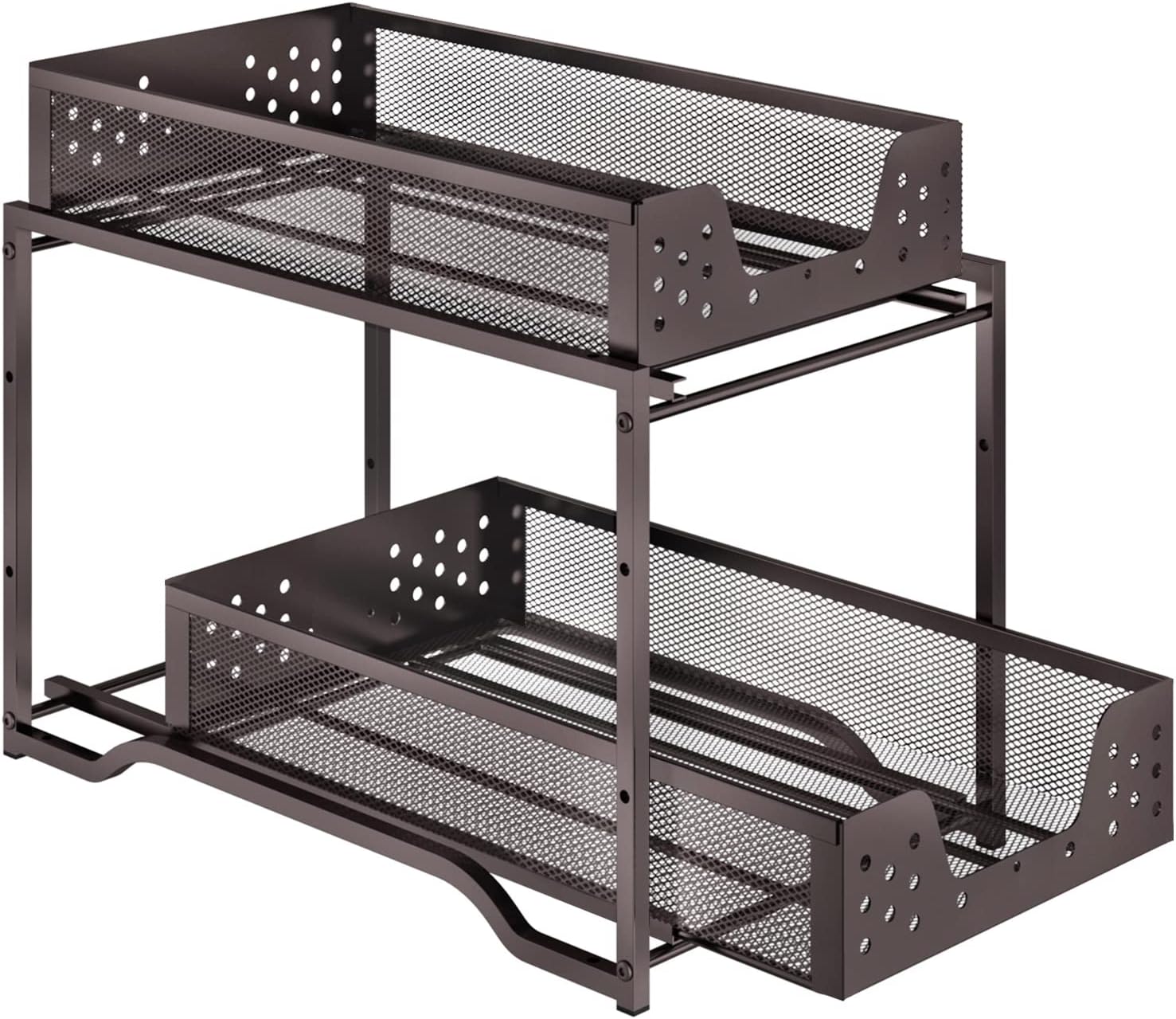 Simple Trending 2-Tier Stackable Under Sink Cabinet Organizer with Sliding Storage Drawer, Bronze
