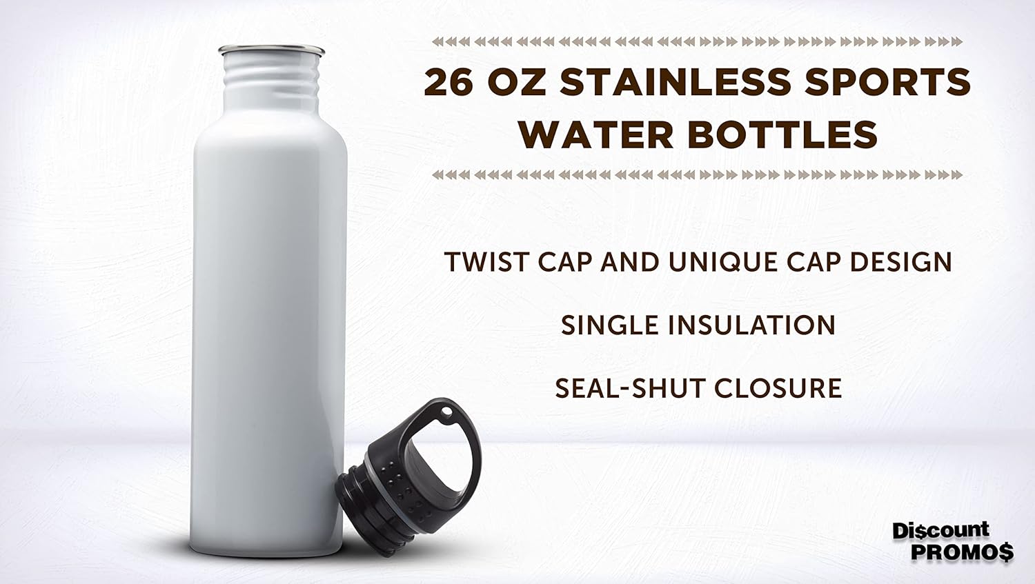 DISCOUNT PROMOS Stainless Steel Water Bottles 26 oz. Set of 10, Bulk Pack - Reusable, Leak Proof, Perfect for Gym, Hiking, Camping, Outdoor Sports - White