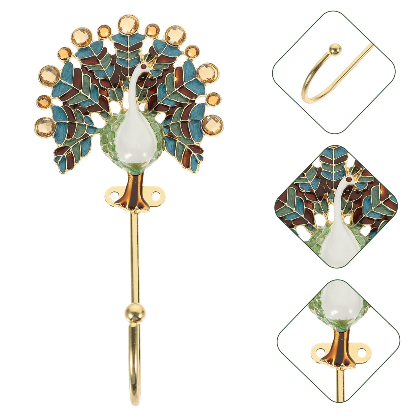 SHINEOFI 2 Ganchos De Pavo Real Para Chaquetas Delicadas Ganchos Para Baño Decoración Retro Perchero De Pared Gancho Para Ropa Gancho Para Sombreros Gancho Para Colgar Ropa Aleación