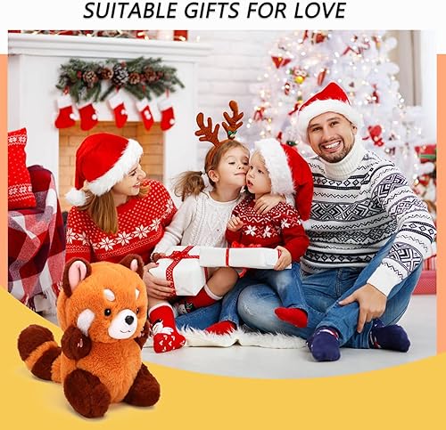 Miniatura 6 de Lindo panda rojo de peluche, regalo de animal de peluche para novia, cumpleaños de niños, 9 pulgadas