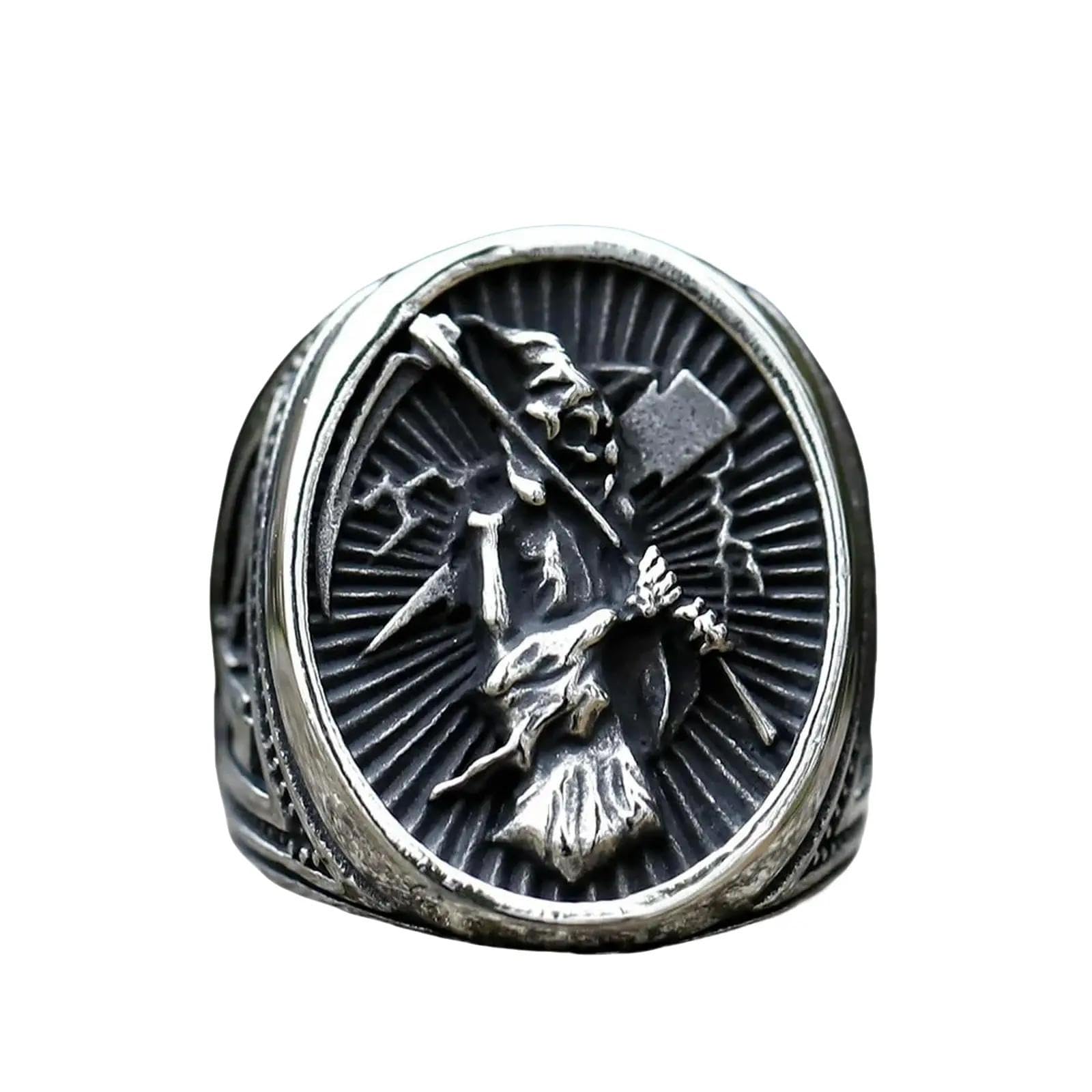 New Men's Rings Sickle Calvarium Skull Ring For Teens Punk Jewelry Gift Vintage