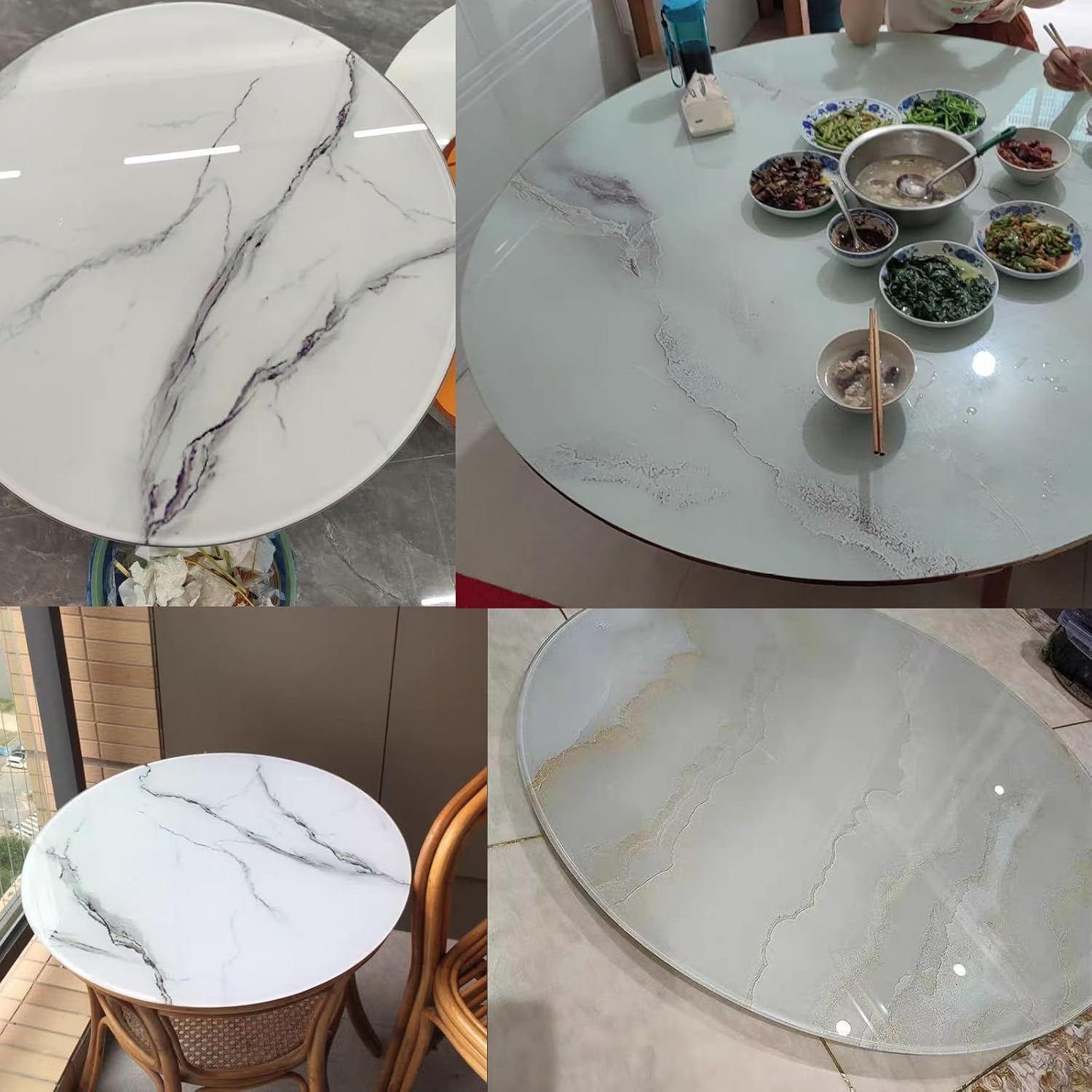 Round Glass Table Top, Imitation Marble Texture, Round Glass Dining Table Top, Round Tempered Glass Table Top, Thick Tempered Glass Round Table Top, Long Lasting Clear Glass ( Color : Red , Size : 70C