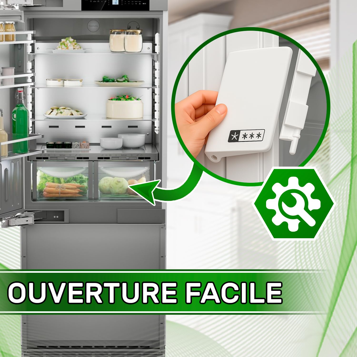 ONIX TECH Poignée de Porte de Congélateur 100x65x14 mm avec Code Original 7434194 9590224 pour Liebherr - Garantie de 5 Ans