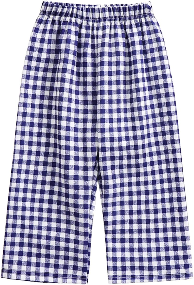 Infant Toddler Baby Boys Girls Gingham Plaid Pants Elastic Waist Checkered Pants Spring Fall Winter Casual Trousers