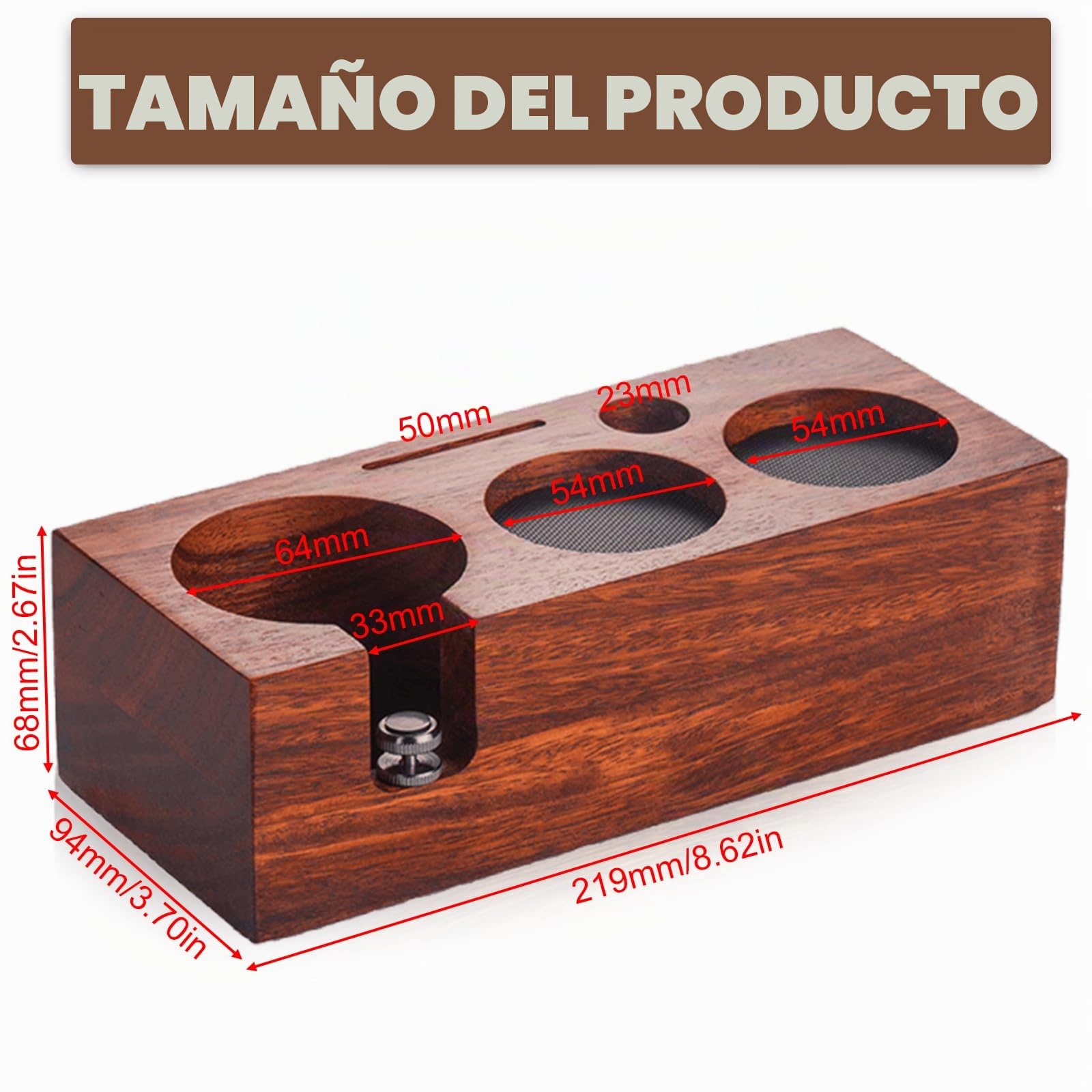 GBKDQQ Estación de prensado de 53 mm: estación de prensado de madera de nogal, accesorios para barista y cafetera espresso, estación de tamping para accesorios de espresso, con cojín de silicona